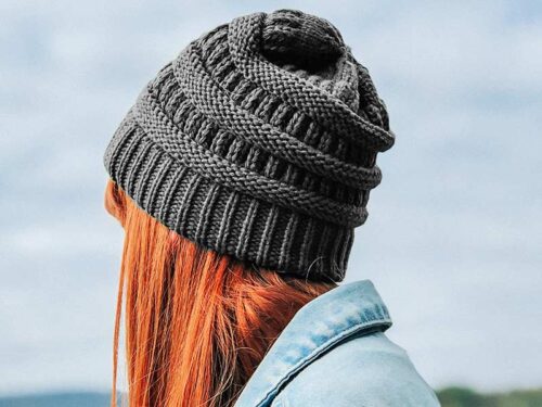 Woman Wearing Beanie and Denim Jacket